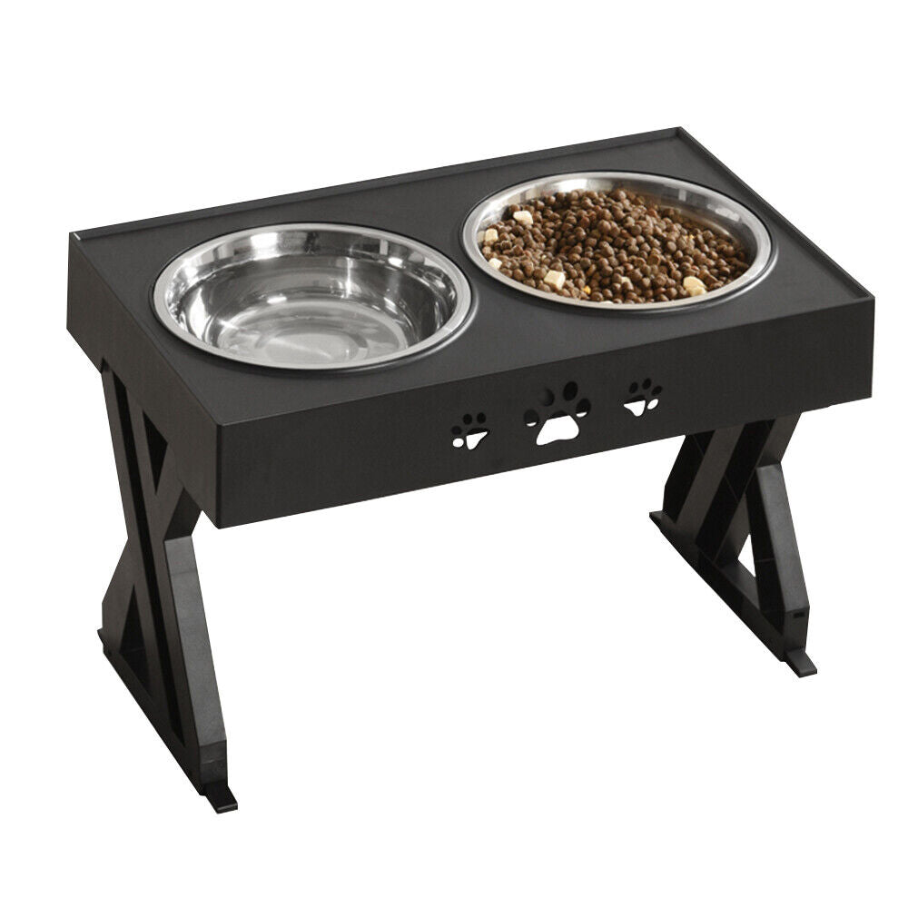 Elevated Double Bowl Dog Pet Feeder with Adjustable Height