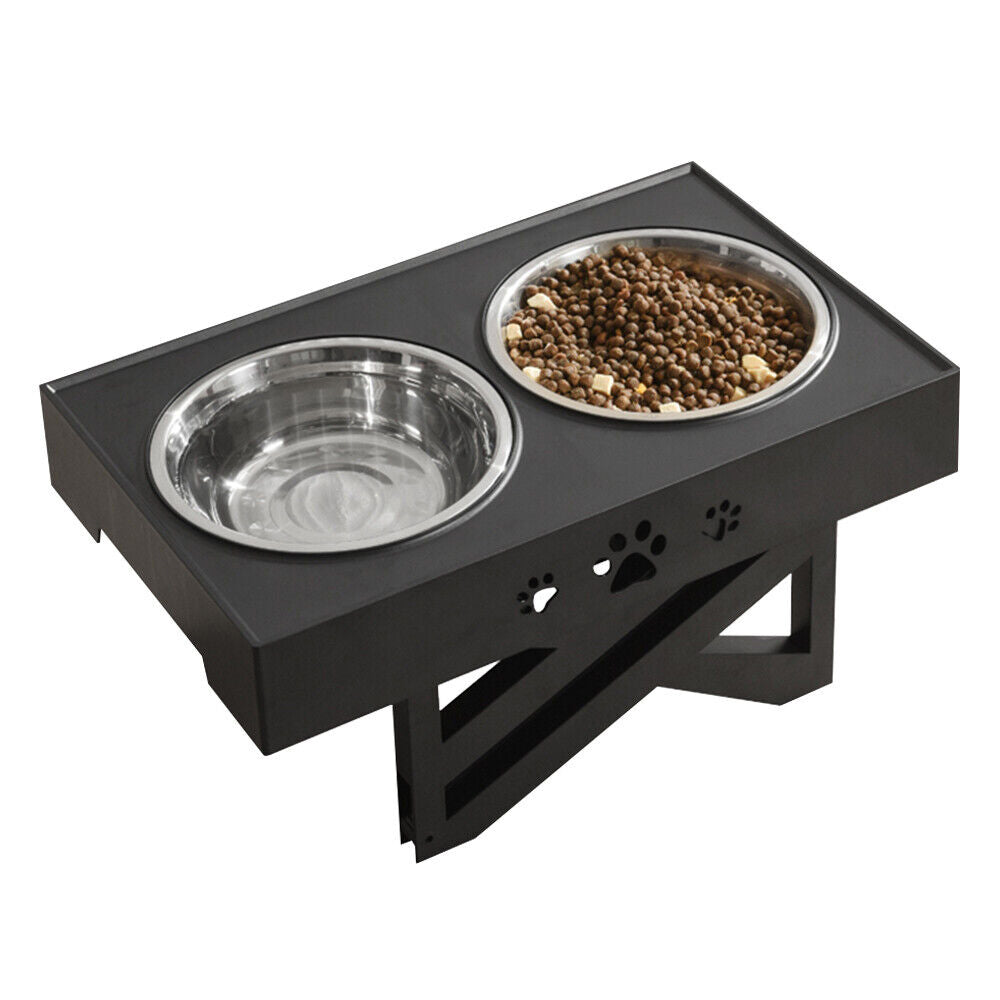 Elevated Double Bowl Dog Pet Feeder with Adjustable Height