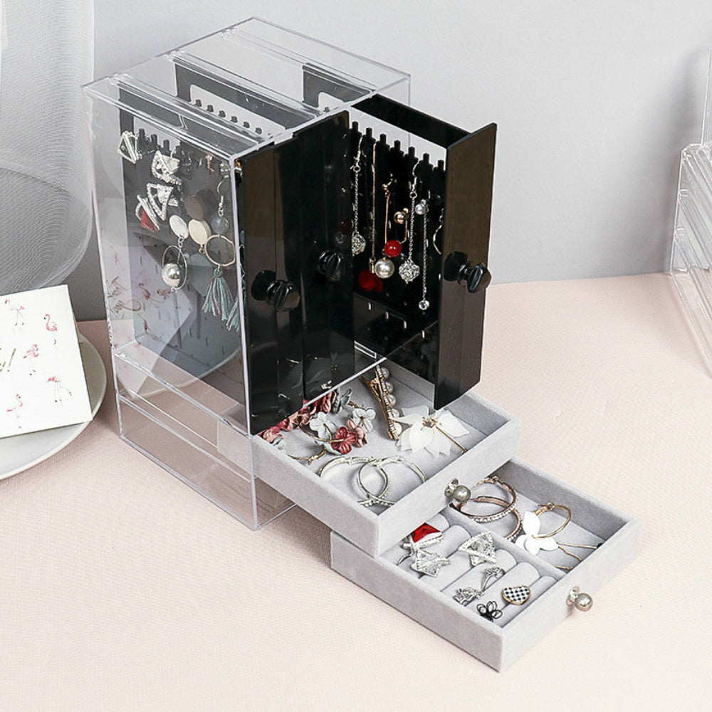 Acrylic Jewelry Storage Box Portable Dustproof Full Clear Display
