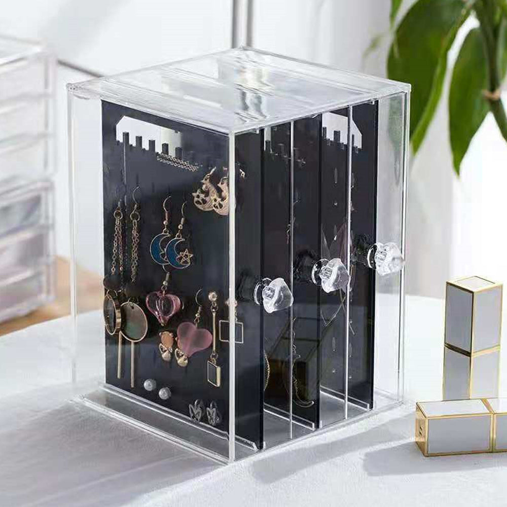 Acrylic Jewelry Storage Box Portable Dustproof Full Clear Display