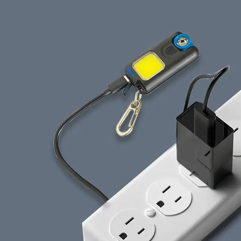 Mini LED Flashlight Keychain COB Work Light- USB Rechargeable