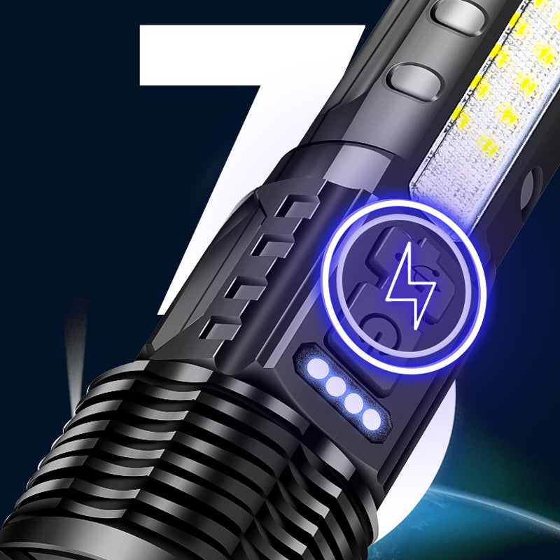 30W 14LED Tactical Flashlight White Laser Torch Lamp USB Charging