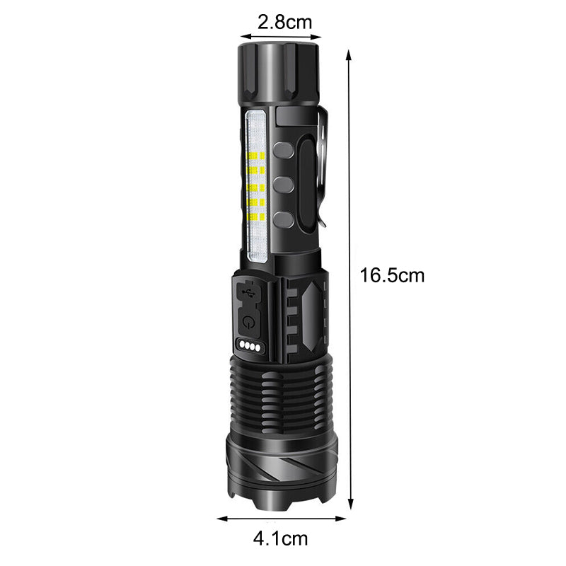 30W 14LED Tactical Flashlight White Laser Torch Lamp USB Charging