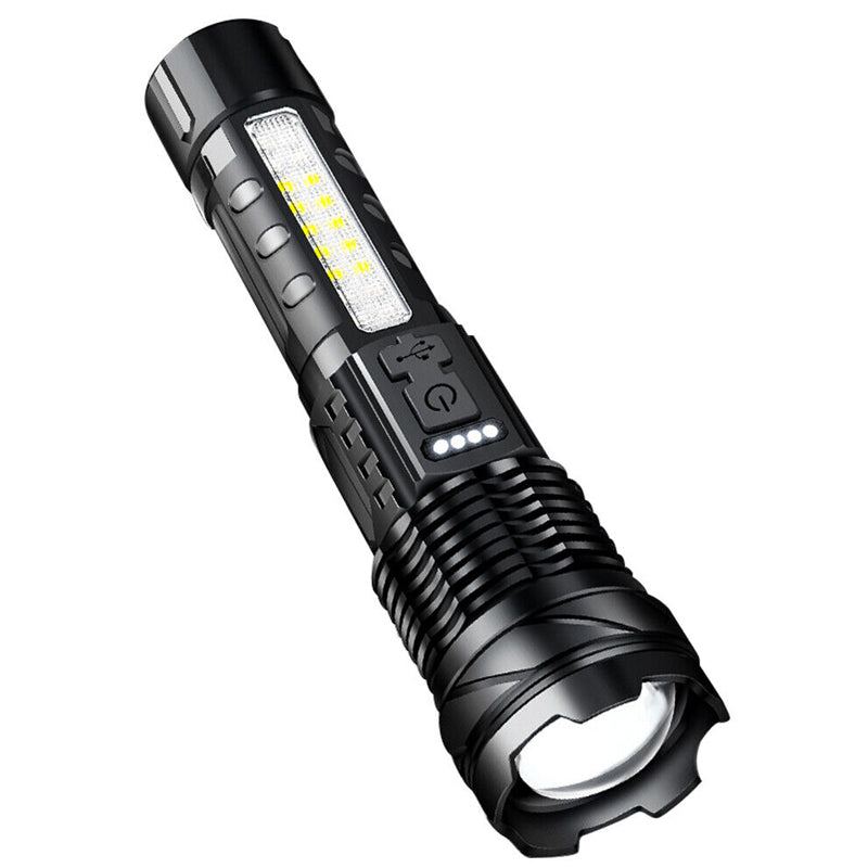 30W 14LED Tactical Flashlight White Laser Torch Lamp USB Charging