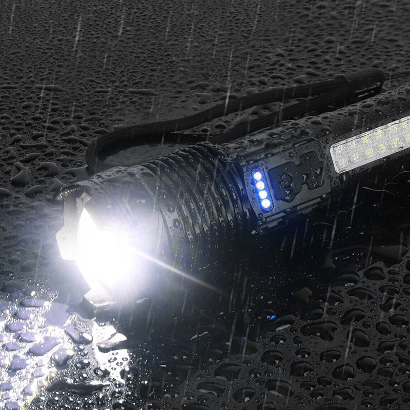 30W 14LED Tactical Flashlight White Laser Torch Lamp USB Charging