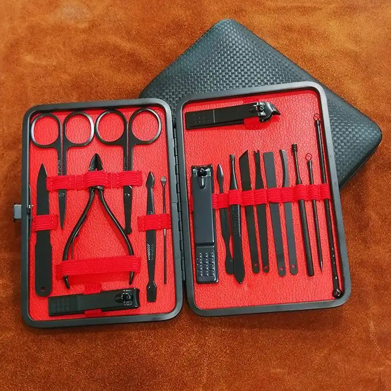 18pcs Nail Clippers Manicure Set Tools Pedicure Trimming Grooming Tool Kit