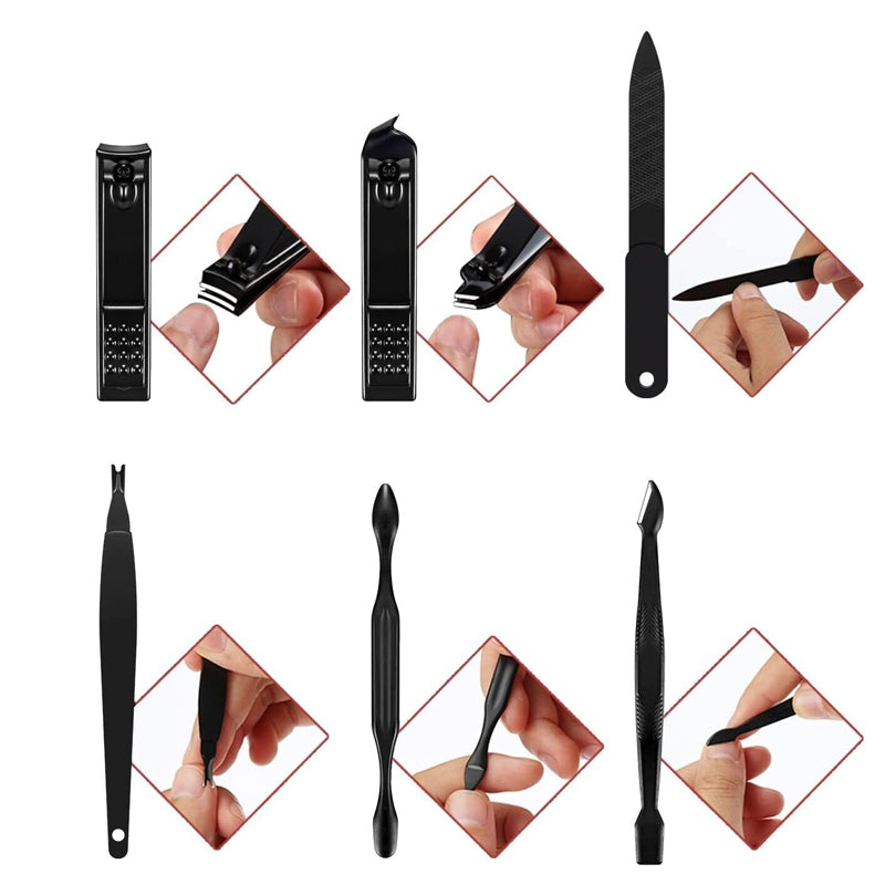 18pcs Nail Clippers Manicure Set Tools Pedicure Trimming Grooming Tool Kit
