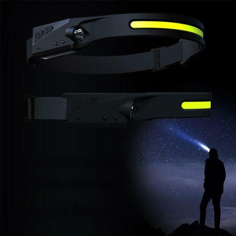 COB LED Sensor Headlamp with 5 Lighting Modes- USB Rechargeable