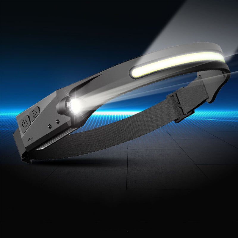 COB LED Sensor Headlamp with 5 Lighting Modes- USB Rechargeable