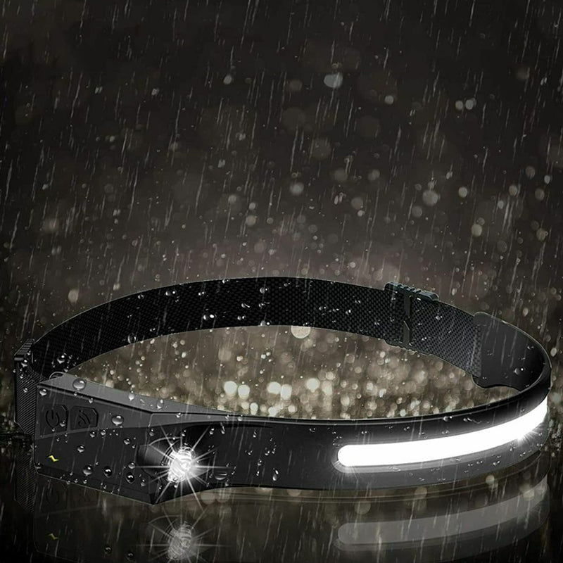 COB LED Sensor Headlamp with 5 Lighting Modes- USB Rechargeable