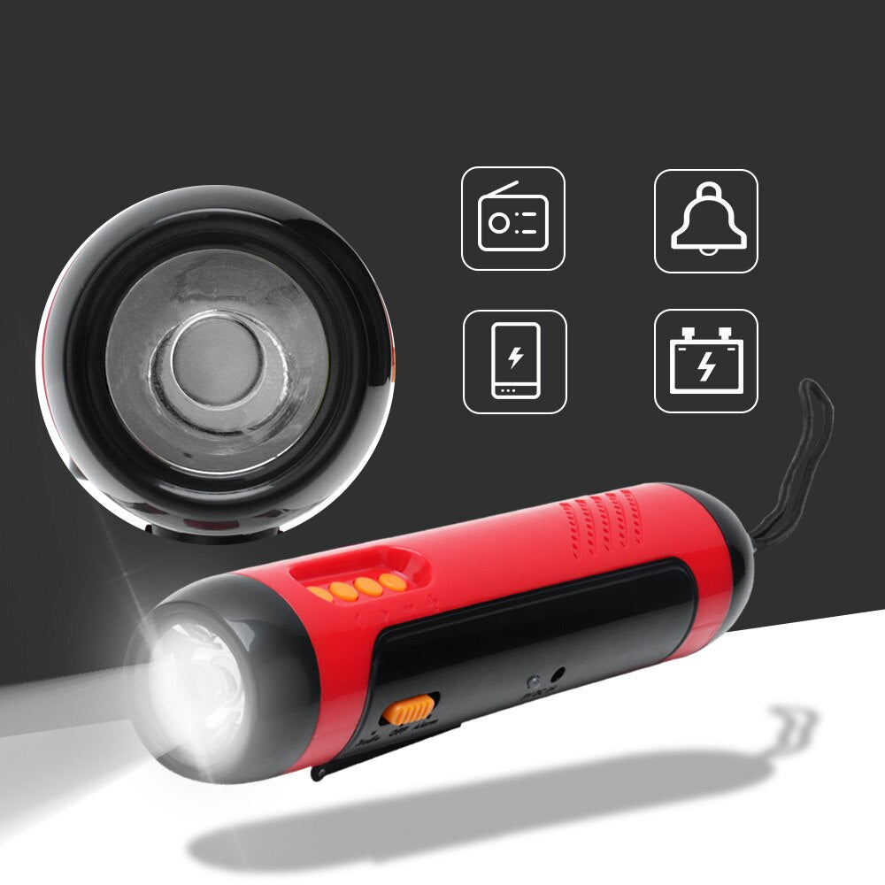 Hand Crank Solar FM Radio Flashlight and Emergency Charger