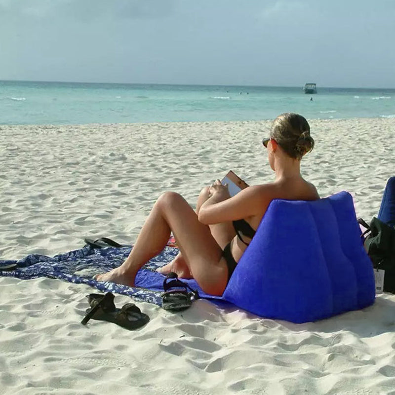 Waterproof Outdoor Inflatable Beach Pillow Triangle Cushion with Beach Mat