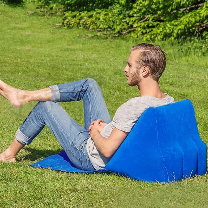Waterproof Outdoor Inflatable Beach Pillow Triangle Cushion with Beach Mat