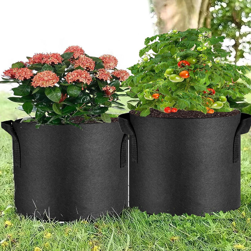 Pack of 10 Fabric Breathable Grow Pots Planter Bags with Handle