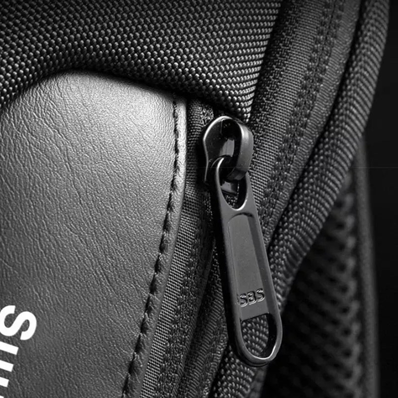 Men's Waterproof Anti-Theft Oxford Crossbody Sling Backpack with USB Port Charger- Black