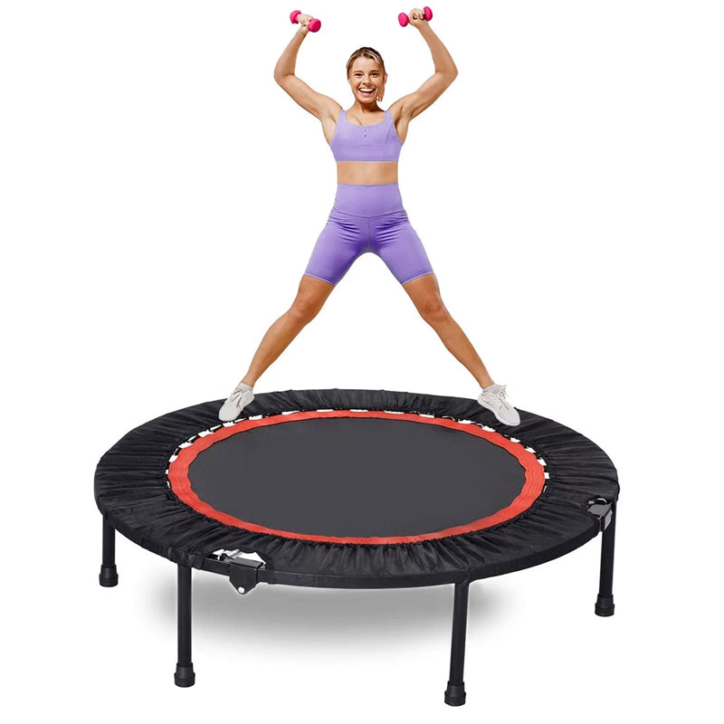 40 Degree Foldable Mini Trampoline Safe for Gym and Cardio Fitness Exercise-Black