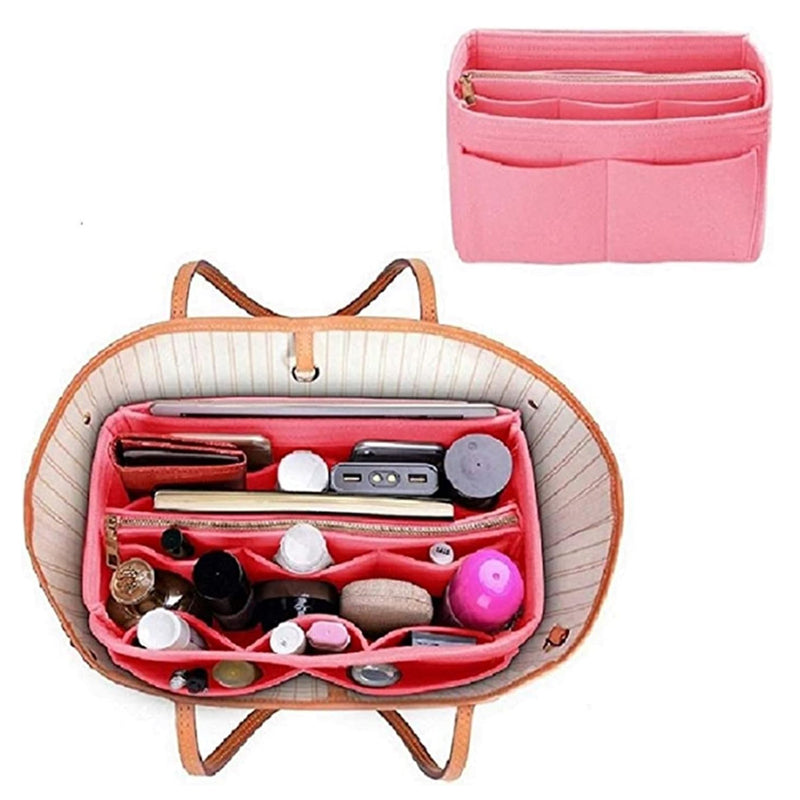Felt Type Handbag Organizer and Travel Essential Insert Pouch