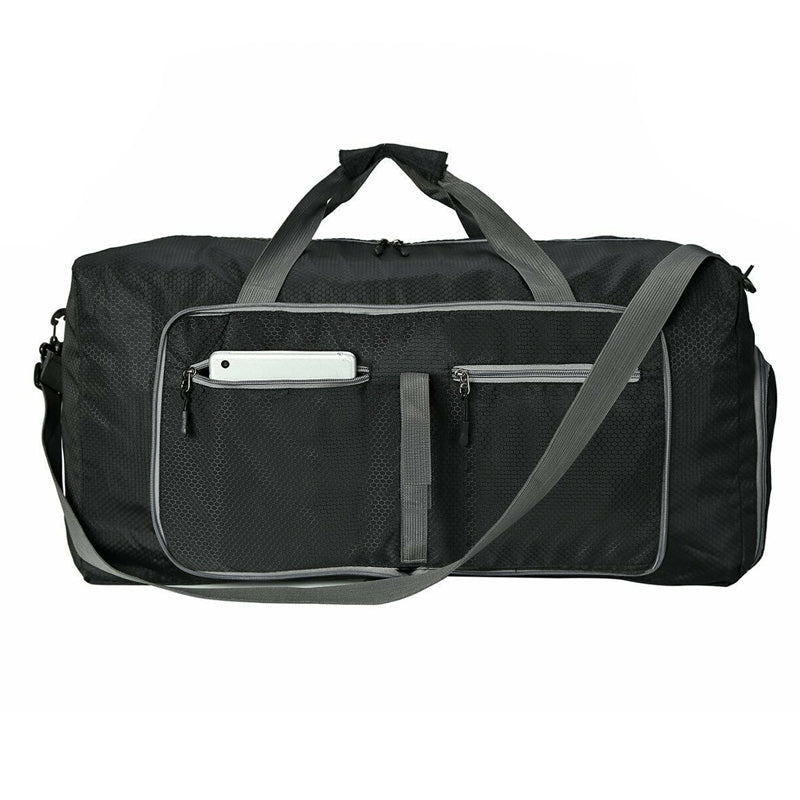 70L Large Capacity Foldable Waterproof Duffel and Travel Bag with Canvas Shoes Compartment