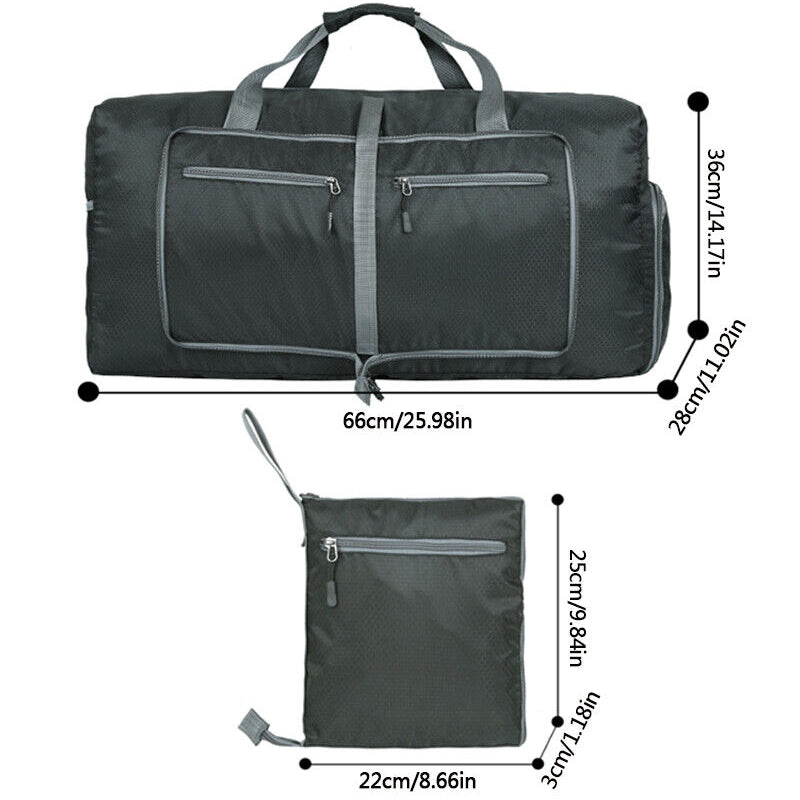 70L Large Capacity Foldable Waterproof Duffel and Travel Bag with Canvas Shoes Compartment