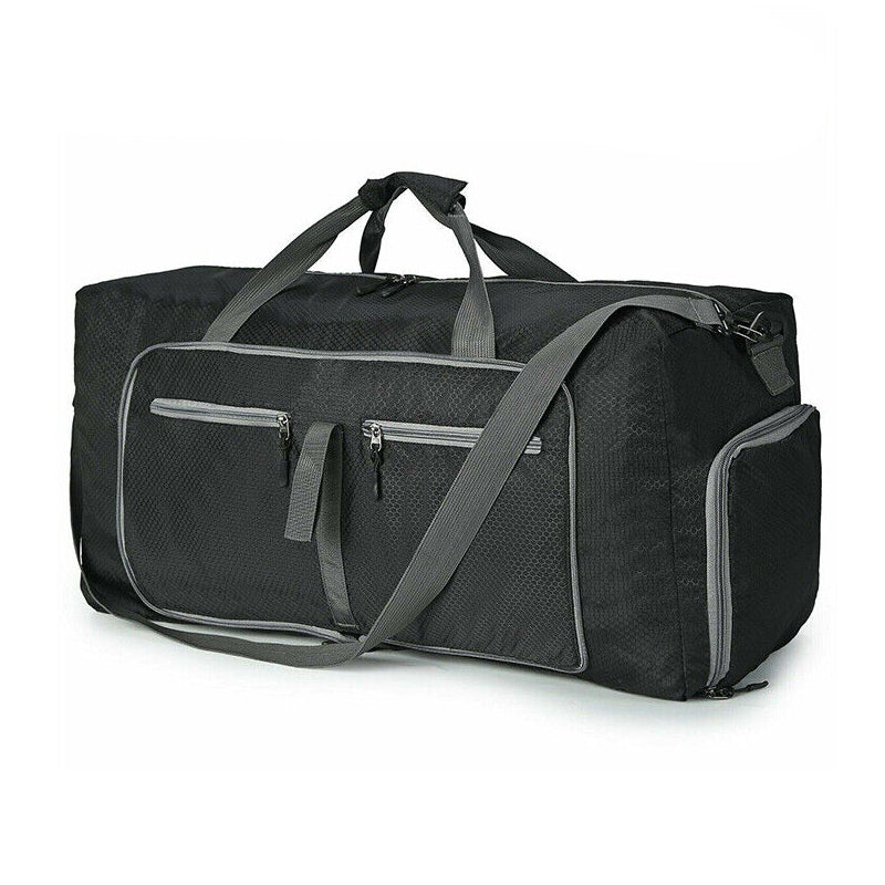 70L Large Capacity Foldable Waterproof Duffel and Travel Bag with Canvas Shoes Compartment