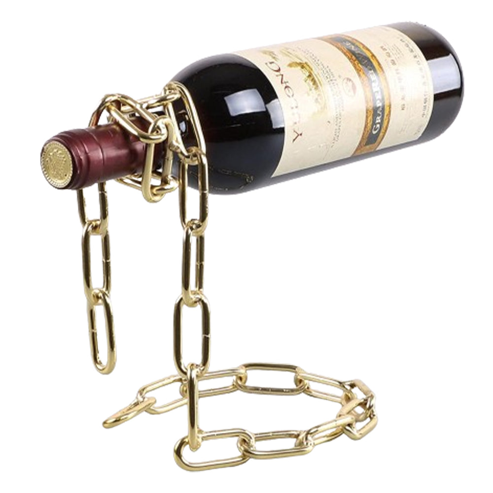Magic Floating Wine Bottle Holder Unique Link Chain Rack for Airborne Bottle Display