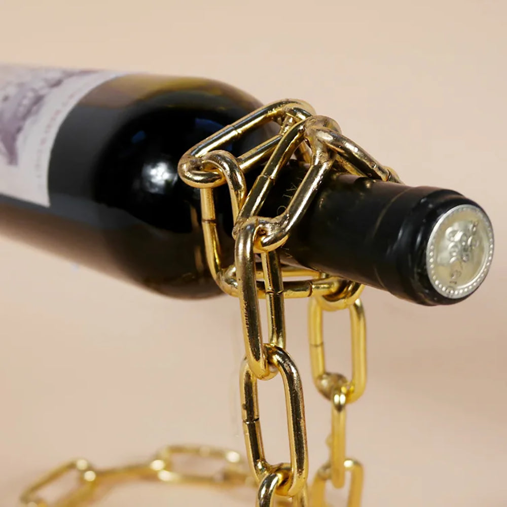 Magic Floating Wine Bottle Holder Unique Link Chain Rack for Airborne Bottle Display