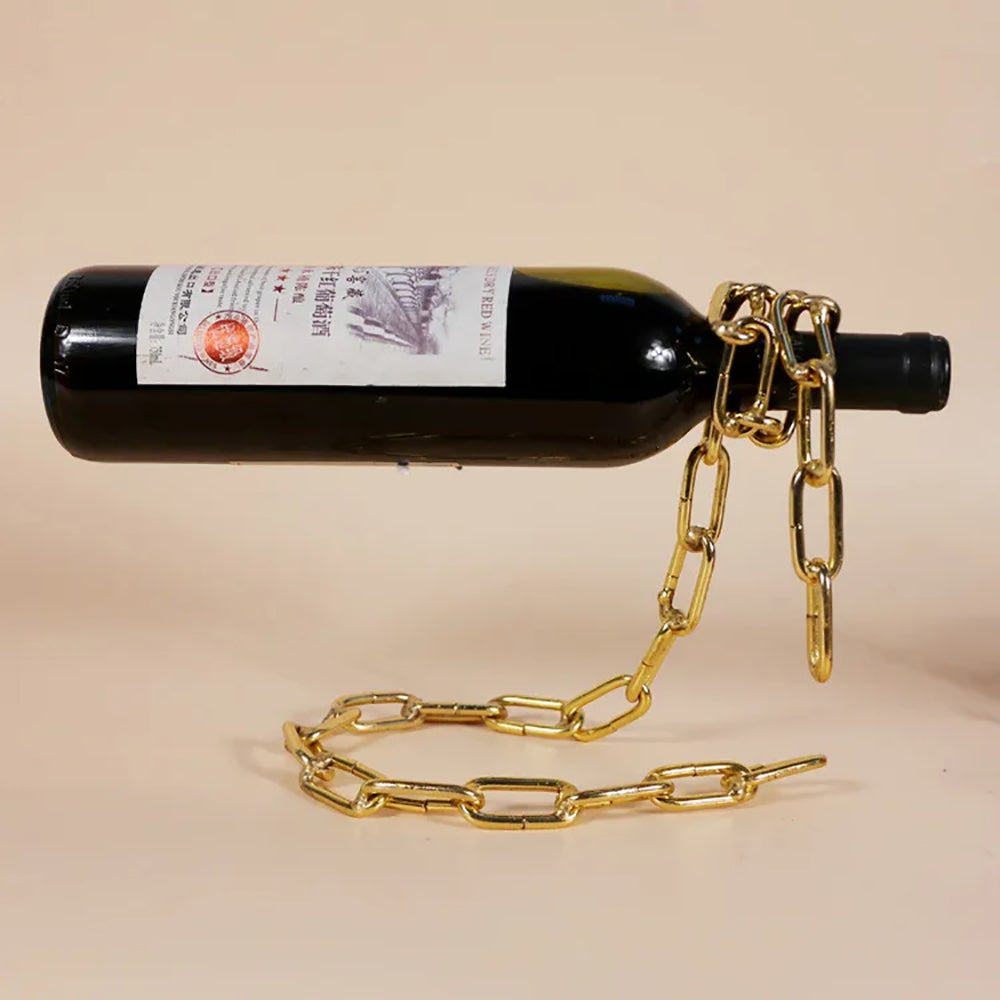 Magic Floating Wine Bottle Holder Unique Link Chain Rack for Airborne Bottle Display