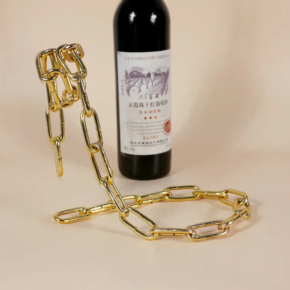 Magic Floating Wine Bottle Holder Unique Link Chain Rack for Airborne Bottle Display
