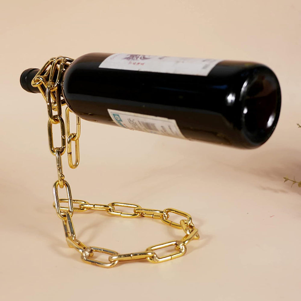 Magic Floating Wine Bottle Holder Unique Link Chain Rack for Airborne Bottle Display