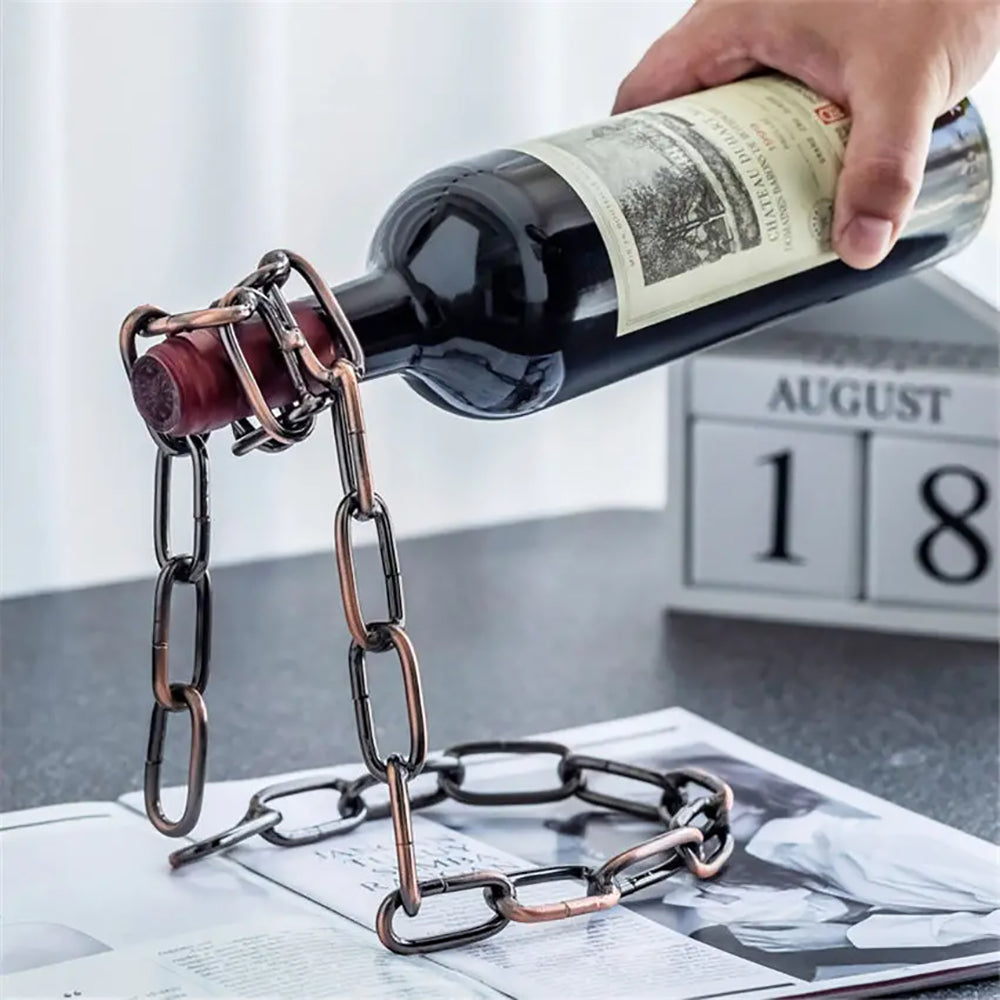 Magic Floating Wine Bottle Holder Unique Link Chain Rack for Airborne Bottle Display