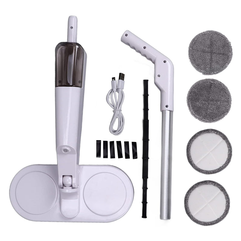 Cordless Electric Spin Mop Polisher with Water Tank and Cloths- USB Charging