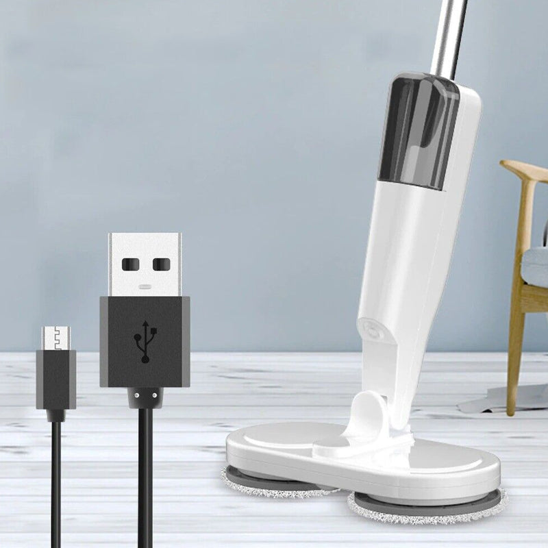 Cordless Electric Spin Mop Polisher with Water Tank and Cloths- USB Charging