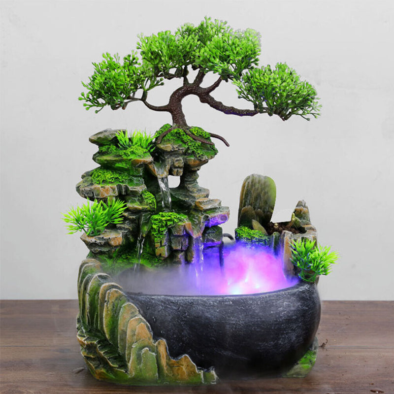 Color Changing Indoor Fountain Rock Garden Aquarium Bonsai Ornament