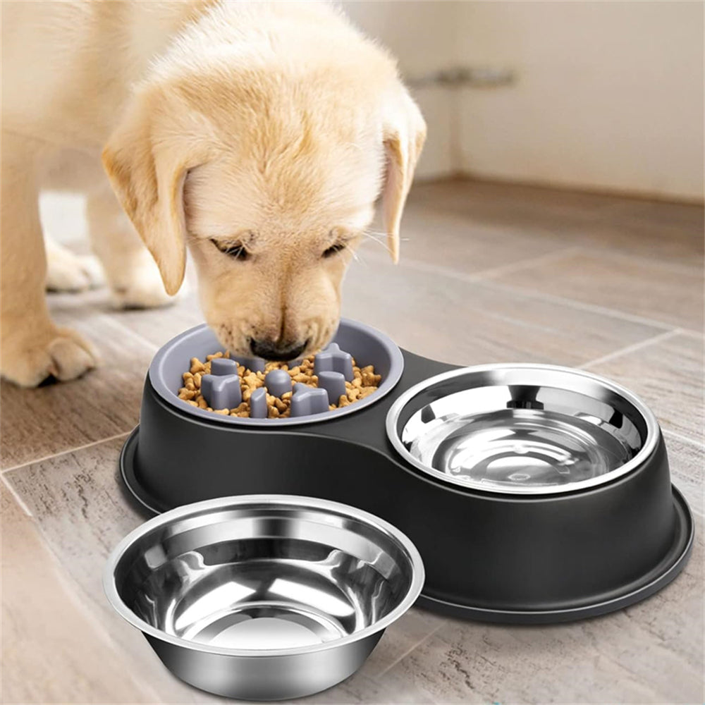 PETSWOL Dog Water And Food Bowls With Slow Feeder