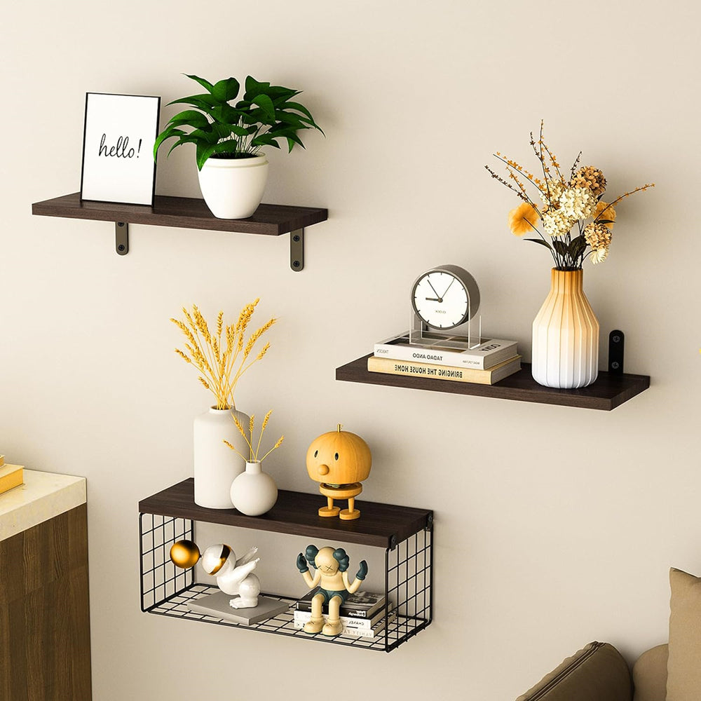 STORFEX Wall Organizer With Basket - Stylish And Space-Saving Wall Mounted Shelves