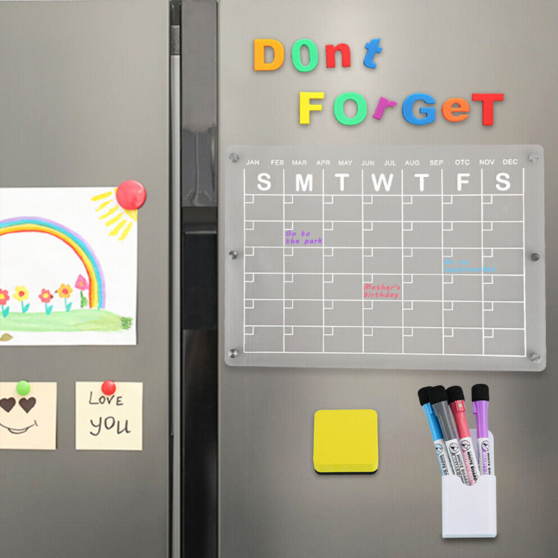 Magnetic White Board Monthly Weekly Planner Dry Erase Refrigerator Message Board