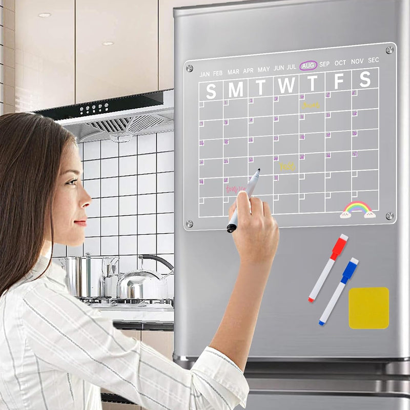 Magnetic White Board Monthly Weekly Planner Dry Erase Refrigerator Message Board