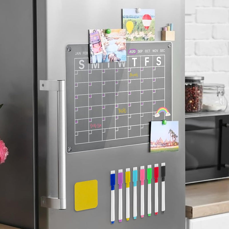 Magnetic White Board Monthly Weekly Planner Dry Erase Refrigerator Message Board