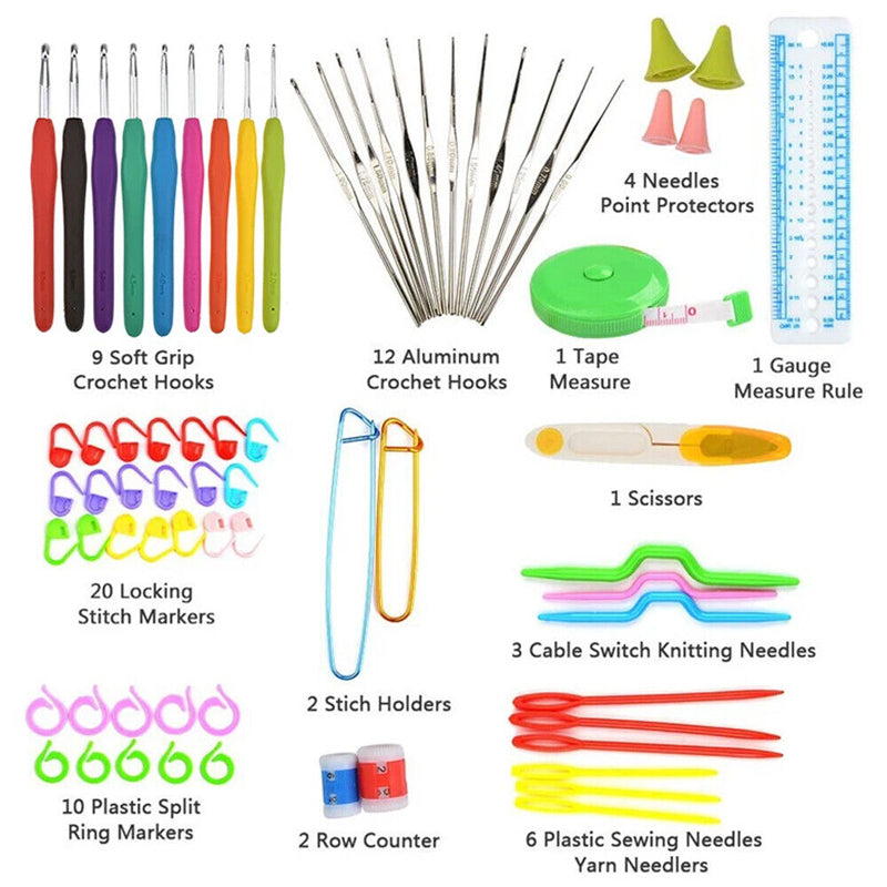 72Pcs DIY Crafting Yarn Knitting Needles Sewing Kit
