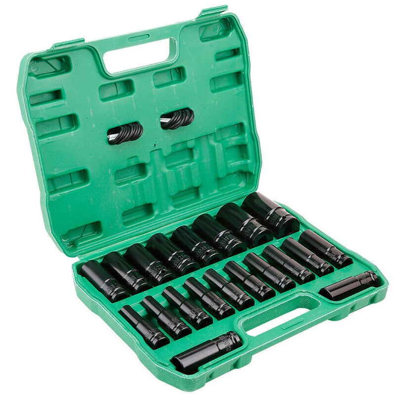 1/2" Drive Deep Impact Socket Set Heavy Duty Metric Garage Tool  - Available in 20pcs and 30pcs