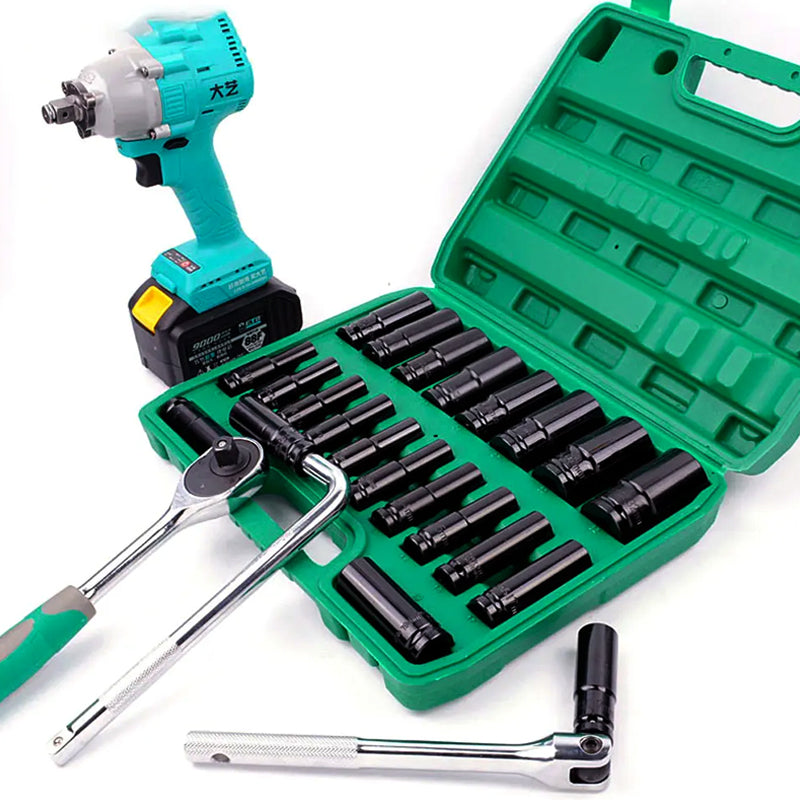 1/2" Drive Deep Impact Socket Set Heavy Duty Metric Garage Tool  - Available in 20pcs and 30pcs