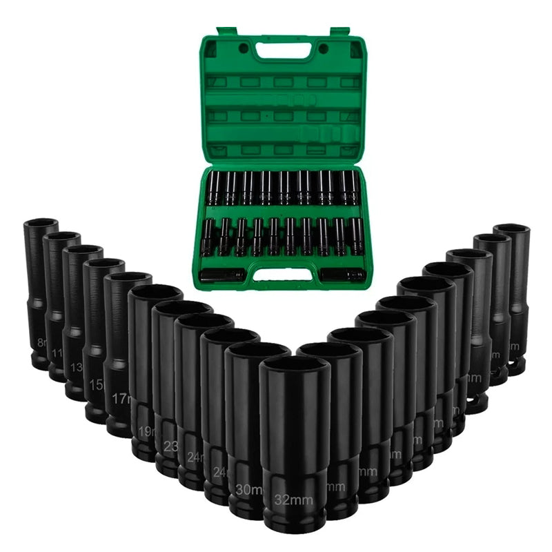 1/2" Drive Deep Impact Socket Set Heavy Duty Metric Garage Tool  - Available in 20pcs and 30pcs