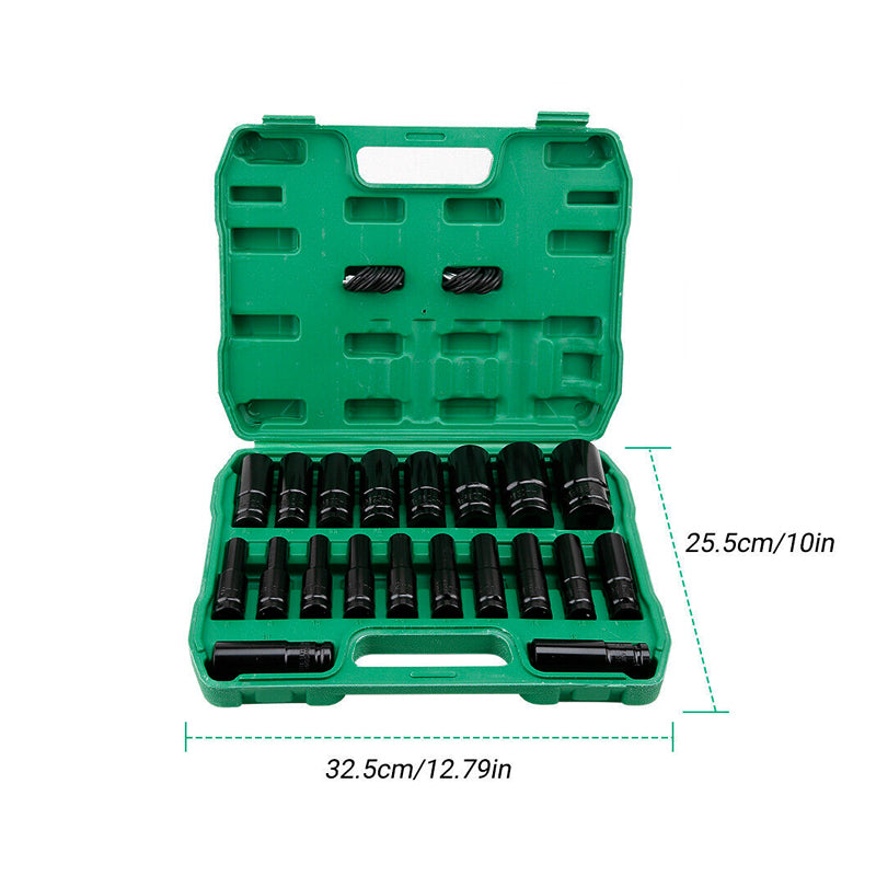 1/2" Drive Deep Impact Socket Set Heavy Duty Metric Garage Tool  - Available in 20pcs and 30pcs