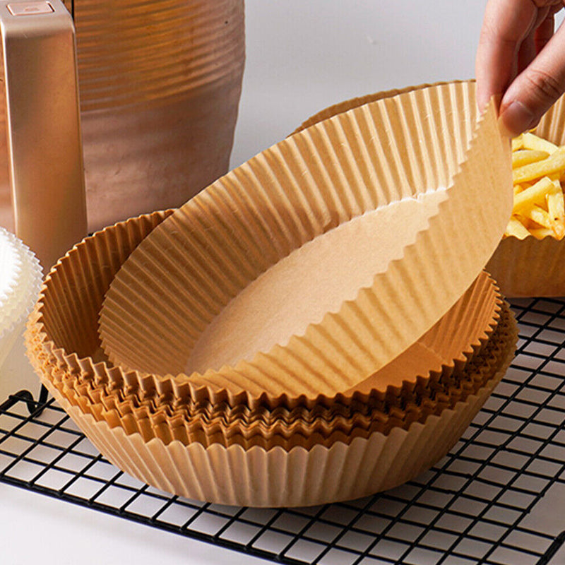 50pcs Air Fryer Disposable Non-Stick Pan Parchment Baking Paper Liner - Available in Round and Square