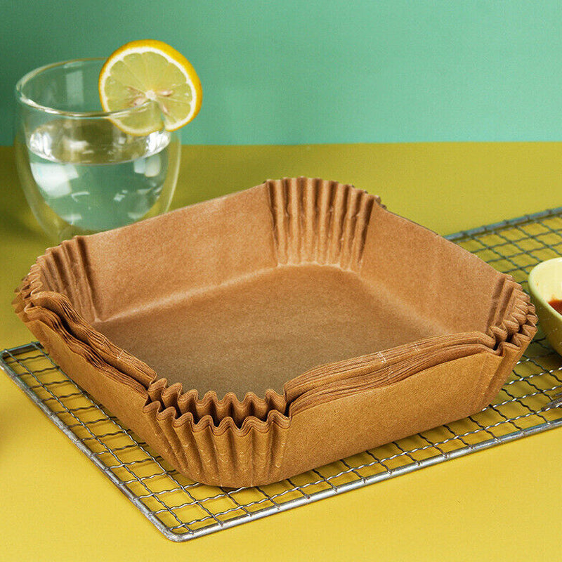 50pcs Air Fryer Disposable Non-Stick Pan Parchment Baking Paper Liner - Available in Round and Square