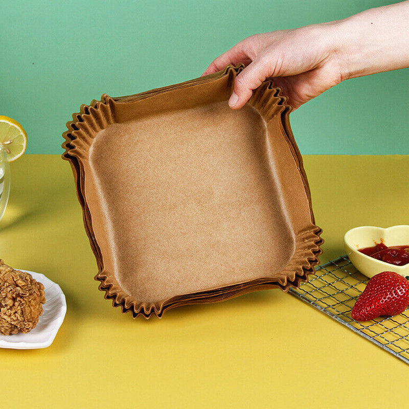 50pcs Air Fryer Disposable Non-Stick Pan Parchment Baking Paper Liner - Available in Round and Square