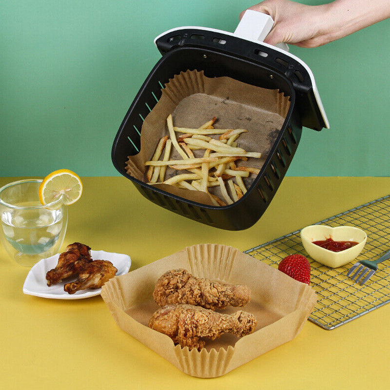 50pcs Air Fryer Disposable Non-Stick Pan Parchment Baking Paper Liner - Available in Round and Square