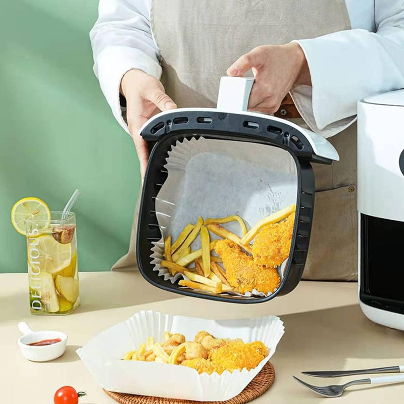 50pcs Air Fryer Disposable Non-Stick Pan Parchment Baking Paper Liner - Available in Round and Square