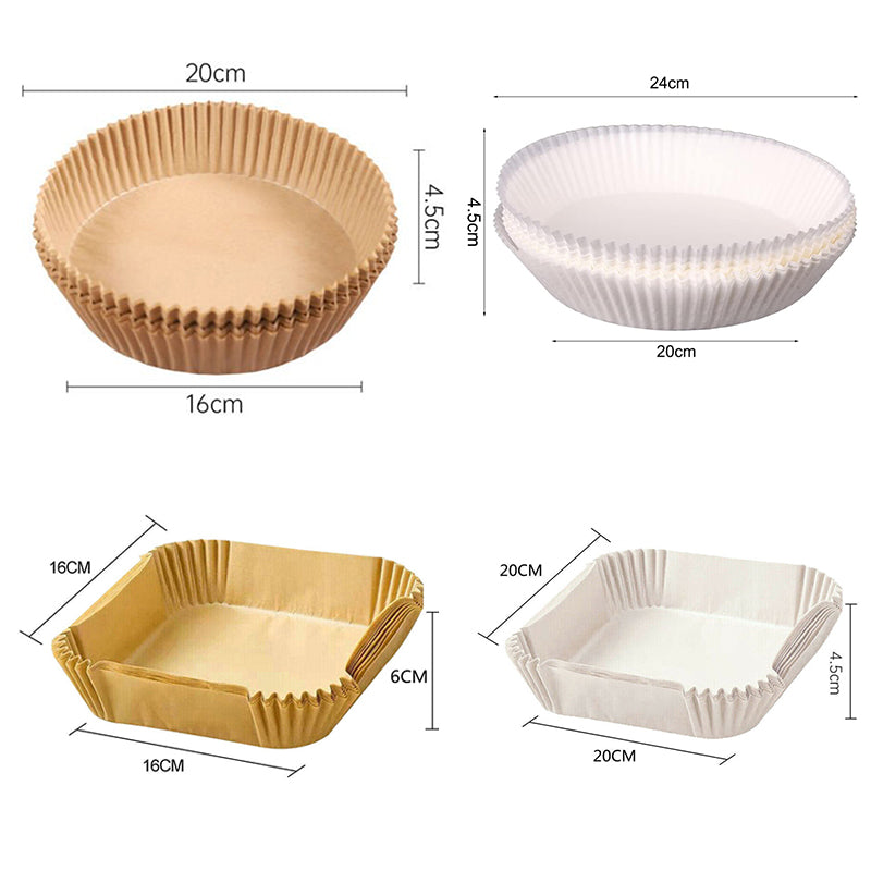 50pcs Air Fryer Disposable Non-Stick Pan Parchment Baking Paper Liner - Available in Round and Square