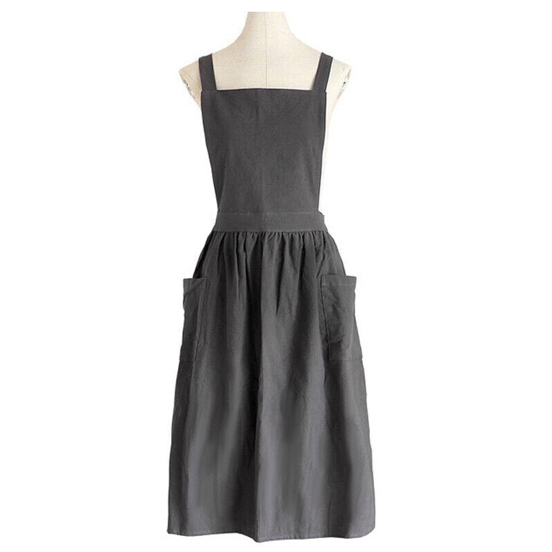 Women Cotton Linen Cross Apron Housework Baking Protector